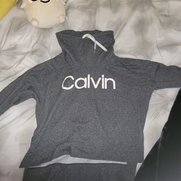 Large women's calvin klein gray sweatshirt cowl neck - Picture 1 of 4
